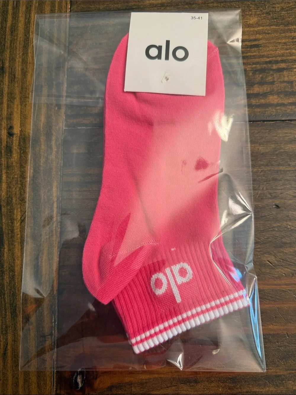 ALO Yoga Inspired Hot Pink Crew Socks with White Stripe Accent/Logo